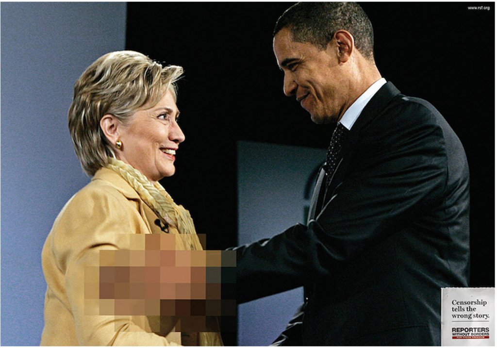 Διαφήμιση με τίτλο ’Censorship tells the wrong story’ (Reporters Without Borders) © Agency: Memac Ogilvy & Mather Dubai, UAE 