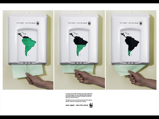 Διαφήμιση με τίτλο 'Save paper. Save the planet' (WWF) © Agency: Saatchi & Saatchi, Copenhagen, Denmark